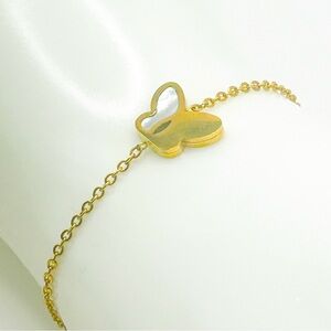 NWOT Butterfly Mother of Pearl Bracelet with Extension Stainless Steel 18K Gold